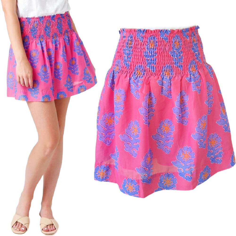 J MARIE The Piper Skort in Pink Size Medium Mini Skirt Look Preppy Smocked